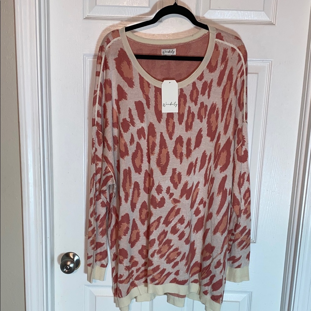 Wonderly Women's Sweater - Warm Spice Animal Print Crew Neck